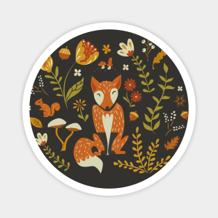 Foxes in an Autumn Garden Magnet